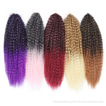Wholesale  afro curls Hair Braids Crochet Braiding Hair Extensions Marly Hair For Black Women Ombre Brown Blonde Purple Grey